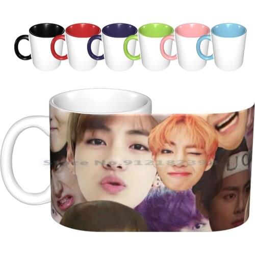 Taehyung Collage Ceramic Mugs Coffee Cups Milk Tea Mug V Jin Kpop Seokjin Eatjin Kim Seokjin Kim Namjoon Meme Min Yoongi Park