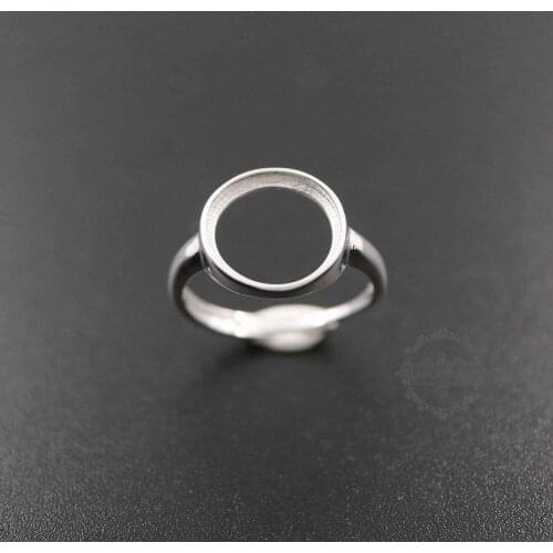 8-15MM round bezel 925 sterling silver ring setting bezel basic ring size diameter 18mm DIY adjustable ring setting 1212034