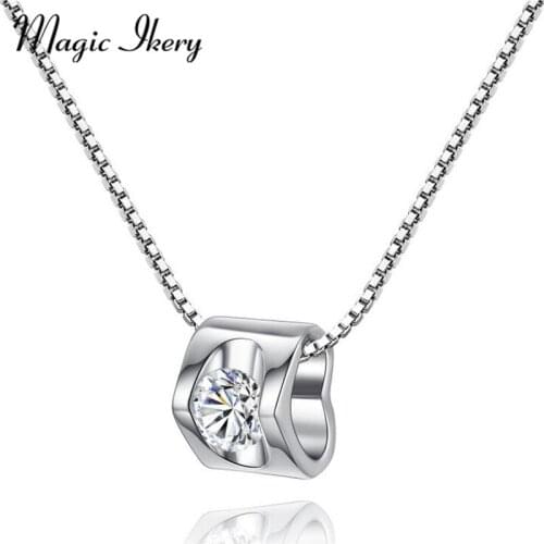 Magic Ikery Fashion Heart Womens Clear Color Pendant Necklace Austrian Zircon Elegant For 2017 New Fashion Jewelry MMN19