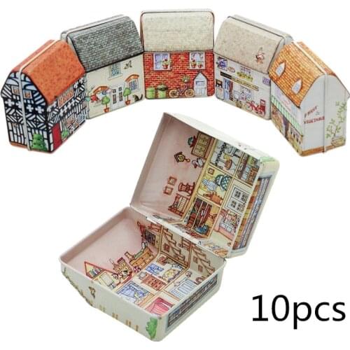 10pcs Metal Box Empty Tin Storage Box Tinplate Dream House Tin Metal Container Small Organizer Kids Gift free shipping items