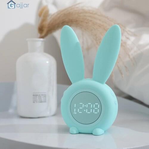 2019 HOT Cute Rabbit Alarm Clock Creative Led Digital Snooze Cartoon Electronic Clock Container Cooler 19MAY30