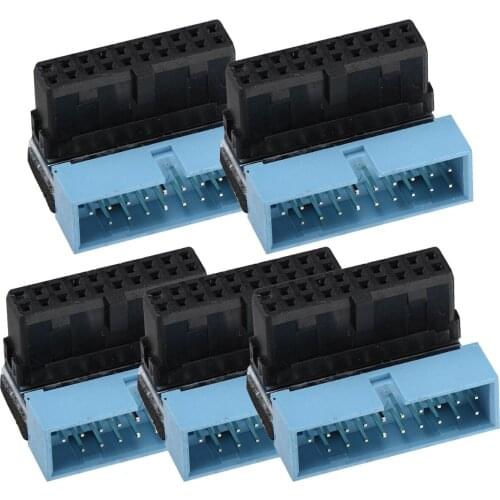 5PCS 90 Degree Angled USB 3.0 19-Pin Motherboard Internal Header Computer Desktop Motherboard (Black&Blue)