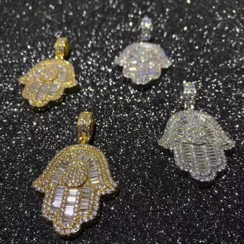 New design iced out baguette stone hand pendant