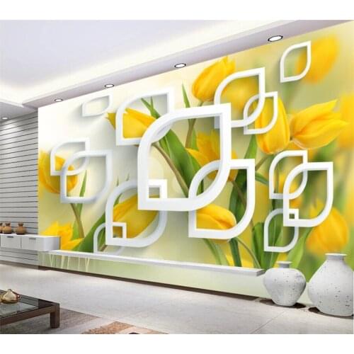 Custom wallpaper 3d mural elegant yellow tulip flowers background wall living room bedroom restaurant decoration painting обои