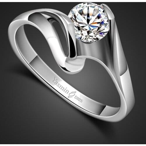 Couples' engagement rings 5A zircon cz925 sterling silver birthstone wedding rings with solid silver rings for women gifts