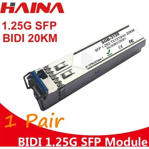SFP Module 1.25G LC BiDi 1310nm/1550nm 20KM WDM SFP Transceiver module with Switch with DDM Function Compatible For Mikrotik