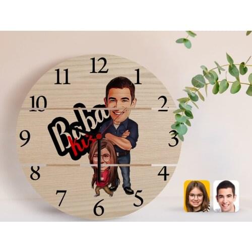 Personalized Dad Girl Caricature Of Authentic Wooden Pallet Saat-3