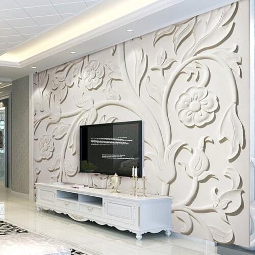 Custom 3D Photo Wallpaper Stereoscopic Relief Flower Leaf Pattern Murals European Style Living Room TV Backdrop Wall Painting
