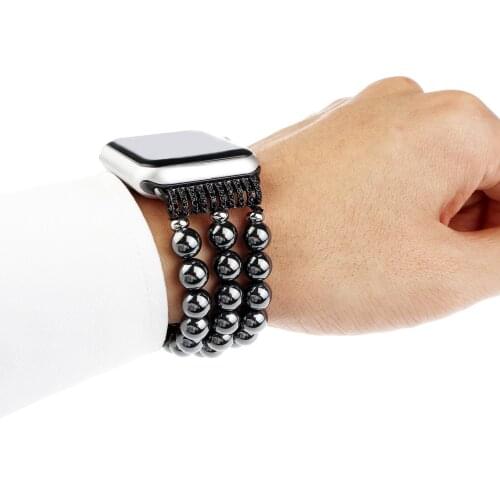 Watchband Hematite Metal Buckle Belt Stylish Watch Strap for Apple Watch SE Series 6 5 4 3 2 Band 44mm 40mm 42mm 38mm Wristband