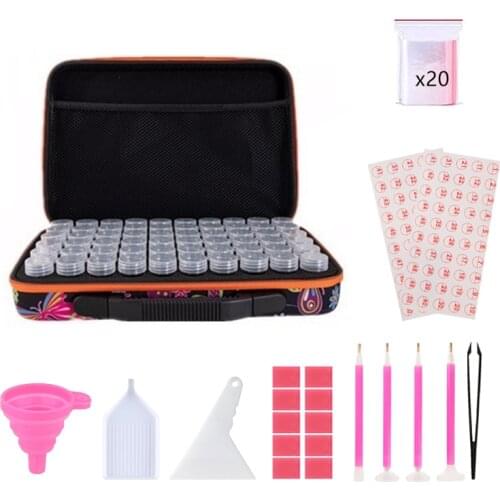 With 40pcs Tools Diamond Painting Storage Box 60 Bottles Diamond Painting Accessories Tools Bead Mosaic Storage Container Bag