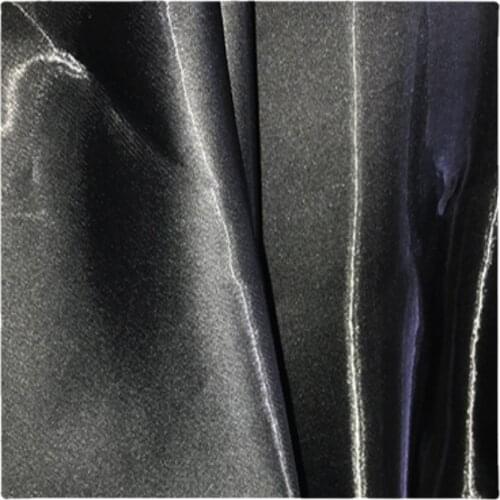 Width 59'' Black Super Bright Smooth Soft Satin Fabric By The Half Yard For Windbreaker Shirt Pants Material