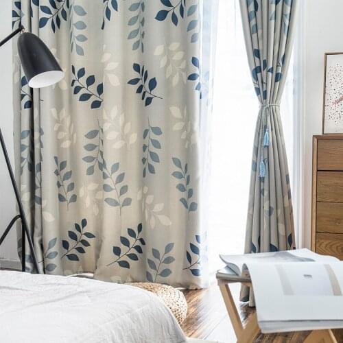 Modern Printed Blackout Curtains For Living Room Bedroom Leaves Print Window Treatment Room Darkening Drapes kitchen Panel
