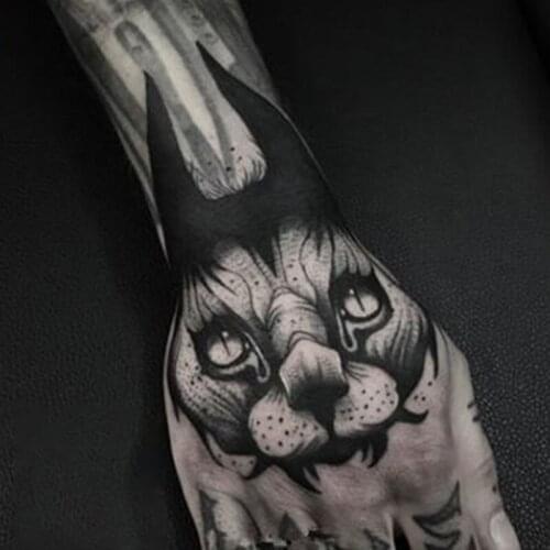 Waterproof Temporary Tattoo Sticker Dark Moon Wolf Totem Back of The Hand Art Water Transfer Fake Flash Tatoo for Girl Women Men