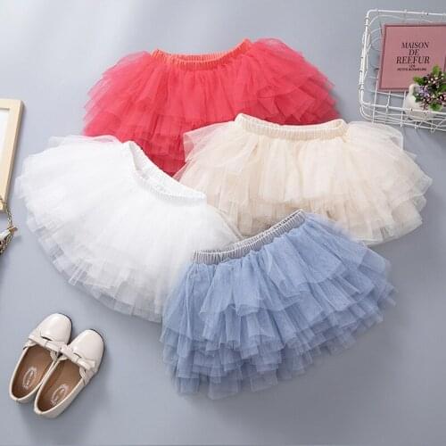 2 3 4 5 6 7 Y Toddler Girls Skirts Summer New Kids Fashion Multi-layer Net Yarn Cake Skirts Solid Cute Baby Tutu Skirt for Girls