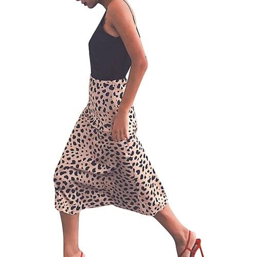 Women long skirts Fashion Leopard Print High Waist Slim A-Line Medium-Length Skirt High-waisted skirt summer 2021 new