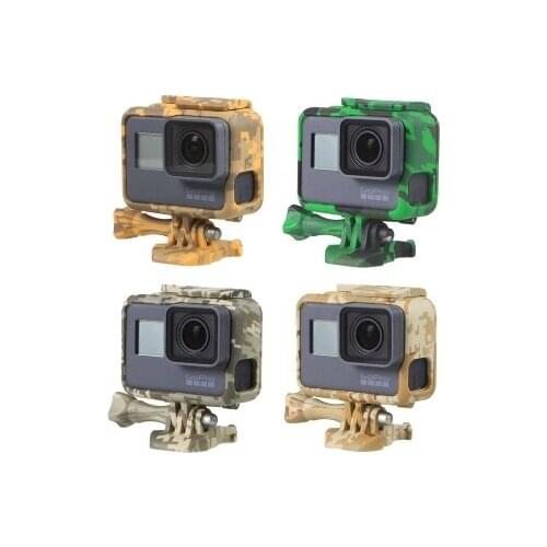 Camouflage Gray Protective Frame Mount Stand Housing Case For GoPro HERO 5 Side Open Mount Shell