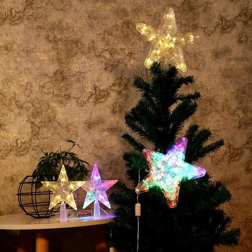 10/30LED Star Night Light Five-pointed Lamp Christmas Tree Top for Xmas Party Wedding Fairy Room Outdoor Garland Decor New Year