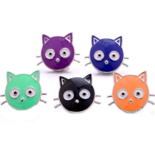 10pcs/lot Ginger Metal Lovely Cat Snap Buttons Jewelry Fit Love 18mm Snap Bracelets for women diy Jewelry