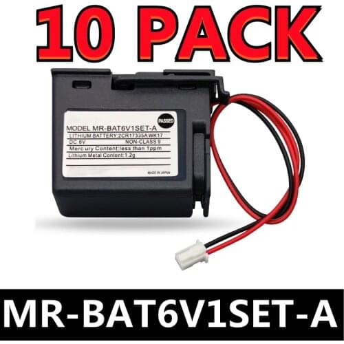 10 PACK Original NEW MR-BAT6V1SET-A For Mitsubishi Servo 2CR17335A WK17 6V PLC Lithium Battery With Connectors