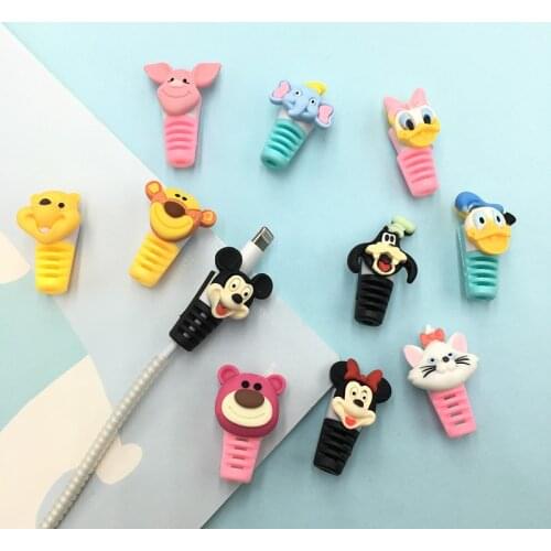 100Pcs Disney 3D Cable Protector Cord Wire Cartoon Protection Silicone Cover Charging Cable Winder For IPhone Android Cable