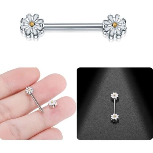 2020 Fashion 1Pc Stainless Steel Nipple Piercing Screw Thread Studs Flower for Women Body Piercing Jewelry Nipple Rings