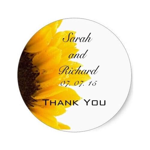 3.8cm thank you sunflower stickers