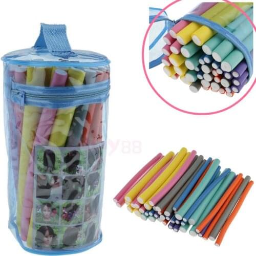 42pcs/bag (7 Sizes) Soft Flexible Rubber Sponge Hair Curler Makers Bendy Roller Twist Rods DIY Styling Tools for Wet Dry Hair