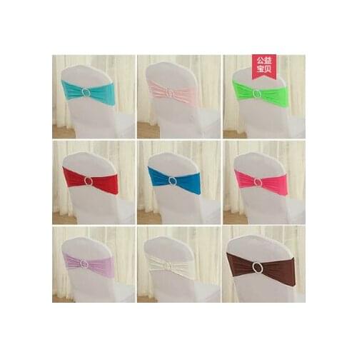 50pcs Elastic chair cover bow hotel wedding banquet chair straps free back of the chair flower decorative bow