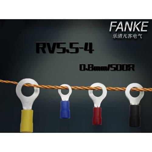500Pcs RV5.5-4 Circular pre-insulating Cold terminal Round shape wire crimp terminals