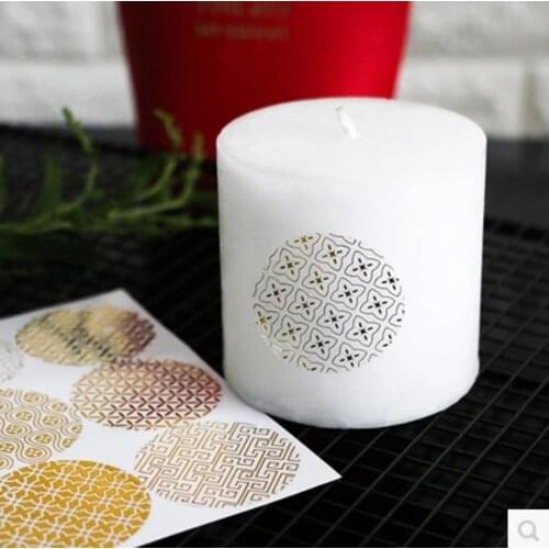 90pcs/lot 4cm Round Hot Foil Gold Seal Sticker Transparent Pattern Series DIY Multifunction Gift Label Baking Sticker