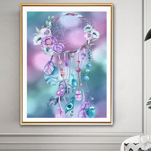 Diy 5D Diamond Painting Feather Dream Catcher Cross stitch Full Square Round Diamond Embroidery Mosaic Picture of Rhinestones