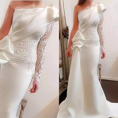 Arabian Evening Dresses To Party abiye gece elbisesi Long Evening Gowns One Shoulder Vestido Longo De Festa robe de soiree