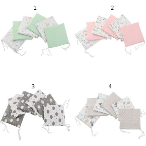 425F 6 Pcs Baby Cot Bumper Newborn Bed Soft Cotton Protector Pillows Infant Cushion Mat Nursery Bedding