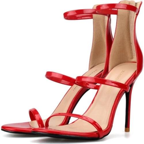 Big Size Genuine Sheepskin Leather Sandals Women New Fashion Summer Office Female Shoes Open Toe Thin High Heels Footwear H0030