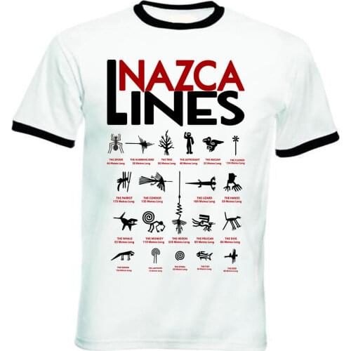 MenS T-Shirts Summer Style Fashion Swag Men Hot Sale NAZCA LINES - NEW BLACK RINGER COTTON T-Shirt Men Clothing