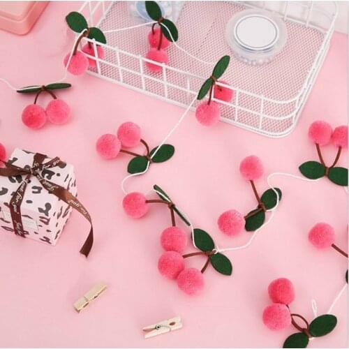 Cotton Cherry Banner for Fruit Party Decor Cherry Themed Party Photo Prop 2.3 Meter Garland Banner Birthday/Wedding