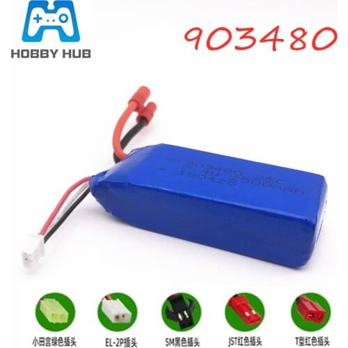 HOBBY HUB 7.4v 2500mAh 25c Lipo battery for Syma X8C X8W X8G X8 RC Drone 12428 12423 RC Car Parts 7.4V 903480 Toys Battery