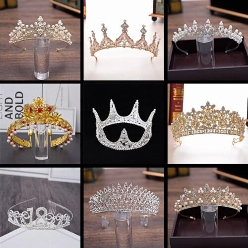 New Fashion Baroque Luxury Crystal AB Bridal Crown Tiaras Diadem Tiaras for Women Bride Wedding Hair Accessories HG02