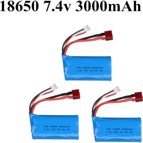 7.4V 3000mah lipo Battery 18650 for Q46 Wltoys 10428 /12428/12423 RC Car Spare Parts 2s 7.4V battery T plug 1pcs to 5pcs