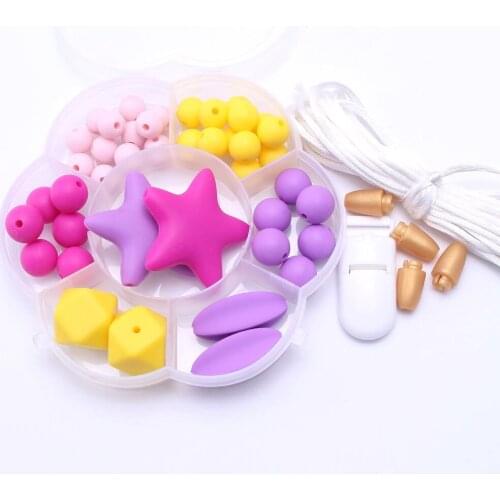 MHS.SUN Food-Grade DIY Silicone Beads Baby Teething Beads Set For Nursing Chew Baby Comfort Teether Necklace Jewelry Make
