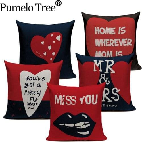 Sweet Creative Love Letter Cushion Cover Decorative Pillows For Sofa Car Home Woven Linen Pillow Cover Pillowcase Customized