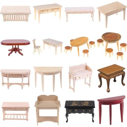 Multi Styles Dollhouse Miniatures Book Bedroon Kitchen Bathroon Coffee Dining Table Chair Model Doll House Furniture Toys