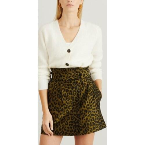 Trendy Woman Skirts 2021 Early Spring High Waist Flower Bud Dark Green Leopard Jacquard Sexy Mini Skirt