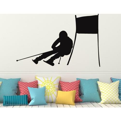 Skiing Wall Decal Vinyl Home Decor Skier Snow Freestyle Jumping Winter Wall Sticker Bedroom Extreme Sports Decor Mural M-106