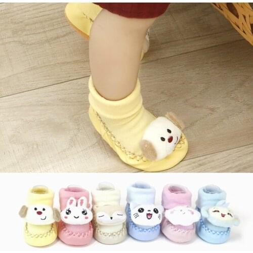 1 Pairs Newborn baby Floor Socks With Rubber Soles Boy Girl Cartoon Socks Autumn Winter Children Anti-Slip Baby Step Socks