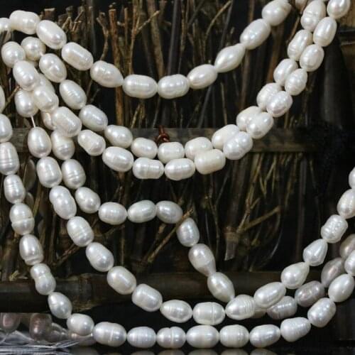 New 10-11mm natural white rice pearl beauty women jewelry loose beads 13"