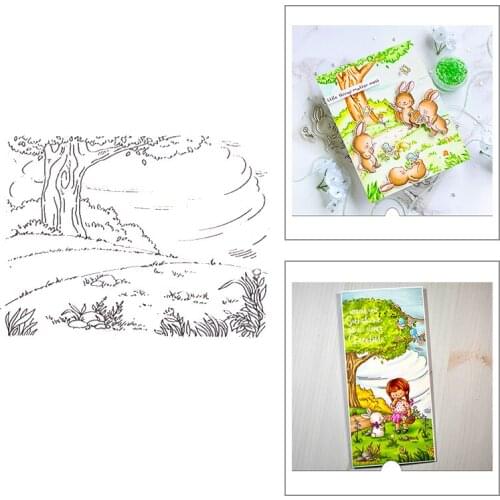 2020 New Hot Plant Tree Leaves Flower Leaf Lawn Grass Background Stamps and Metal Cutting Dies Foil Scrapbooking For Card Making