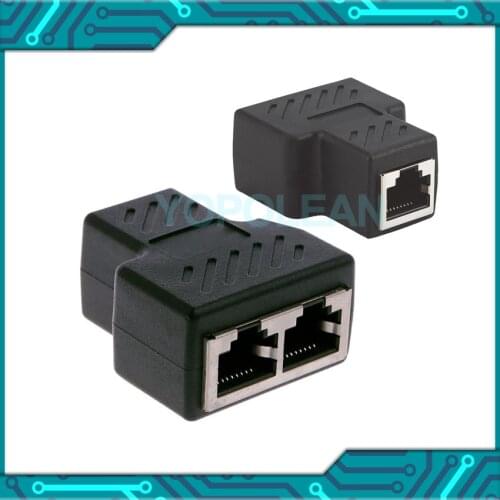 New 1 to 2 LAN Ethernet Network RJ45 Splitter Extender Plug Adapter Connector tee head rj45 network Adapter