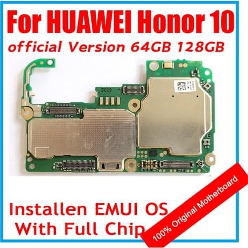 Original For huawei honor 10 motherboard unlocked For huawei honor 10 Logic Board With Android System full chips 4+64GB 4-128GB