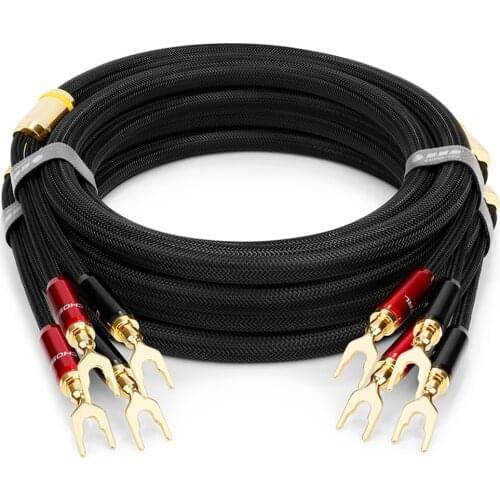 Pair hifi audio Choseal LB5108 6N OCC Pure copper audio speaker cable for CD Amplifier